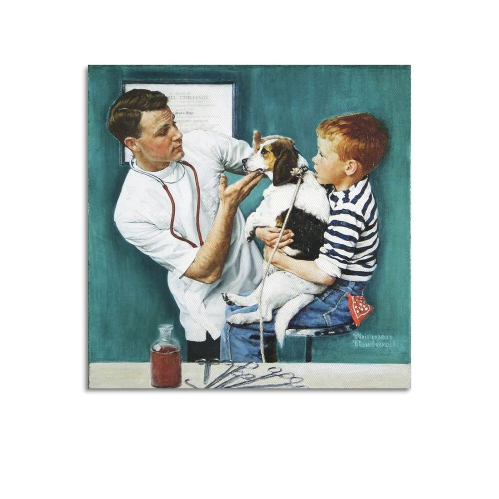 ノーマンロックウェル　ドローイング　額装　犬のお風呂 ノーマンロックウェル ドローイング 額装 犬のお風呂 ノーマン